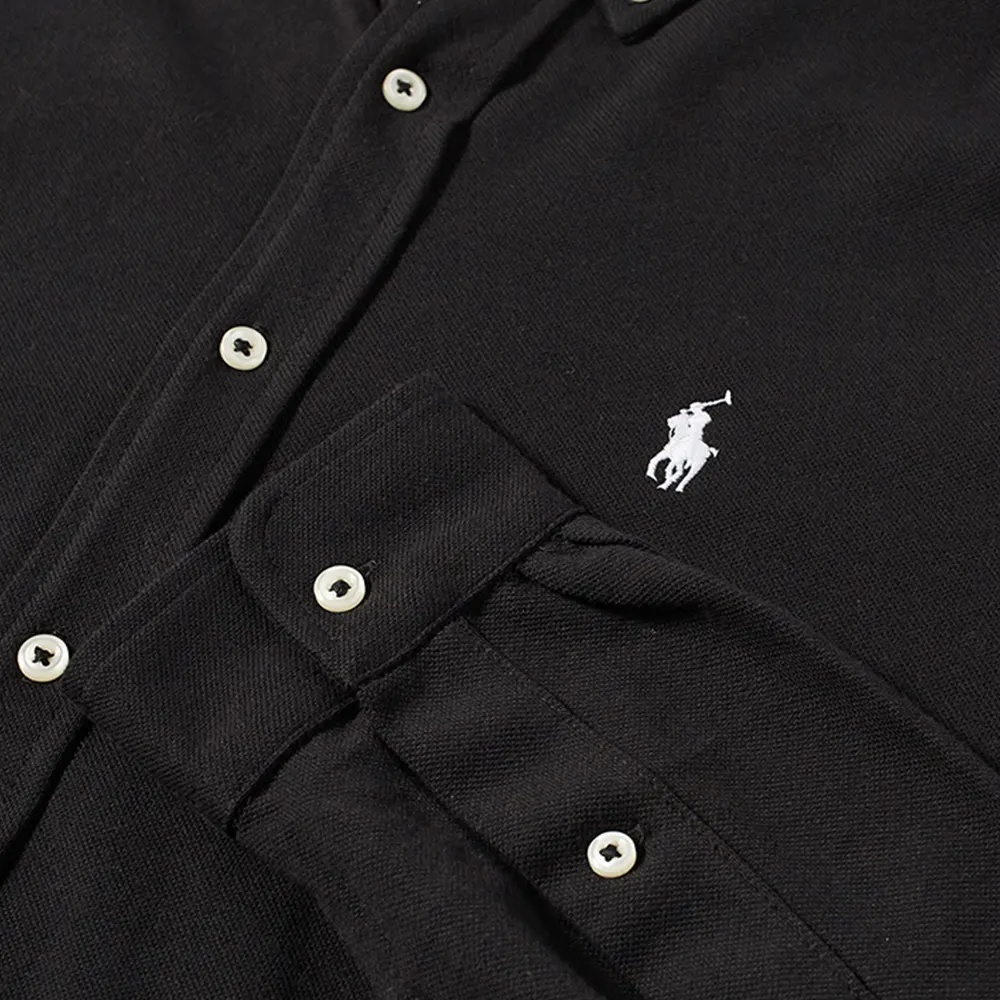 Polo Ralph Lauren Black Shirt With Button-down Collar And Pony Embroidery On The Front In Black