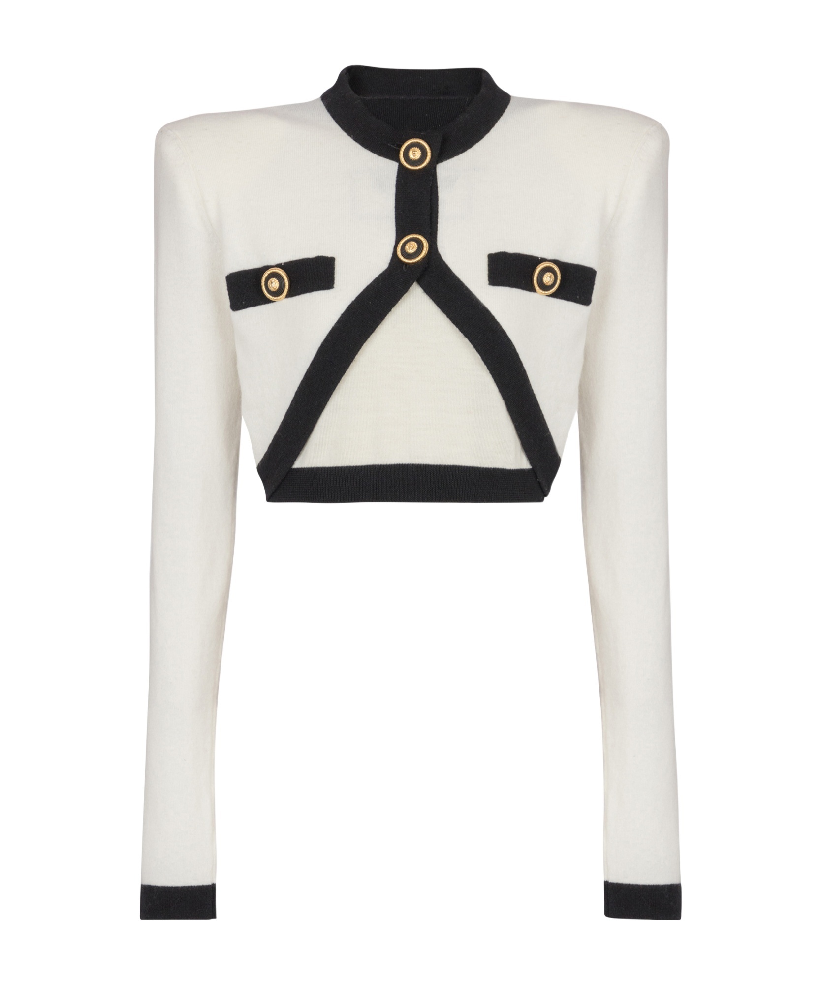 Balmain Cropped Knit Cardigan In White