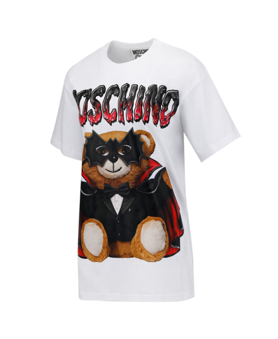 Moschino Teddy Bear Pattern Printed T-shirt In Black