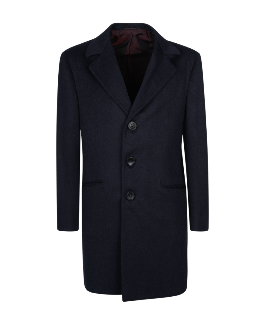 Kiton Notch Lapel Coat With Back Vent And Pockets In Black