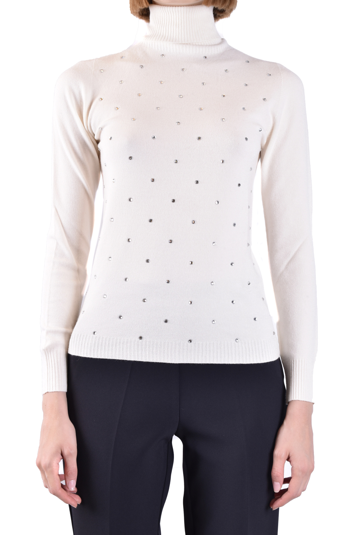 Ermanno Ermanno High-neck Long-sleeved Sweater In White