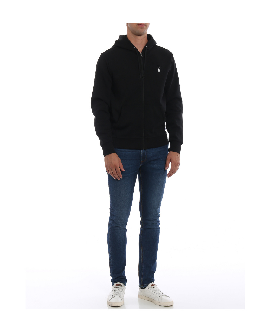 Polo Ralph Lauren Cotton Blend Sweatshirt With Embroidered Logo On The Front In Black