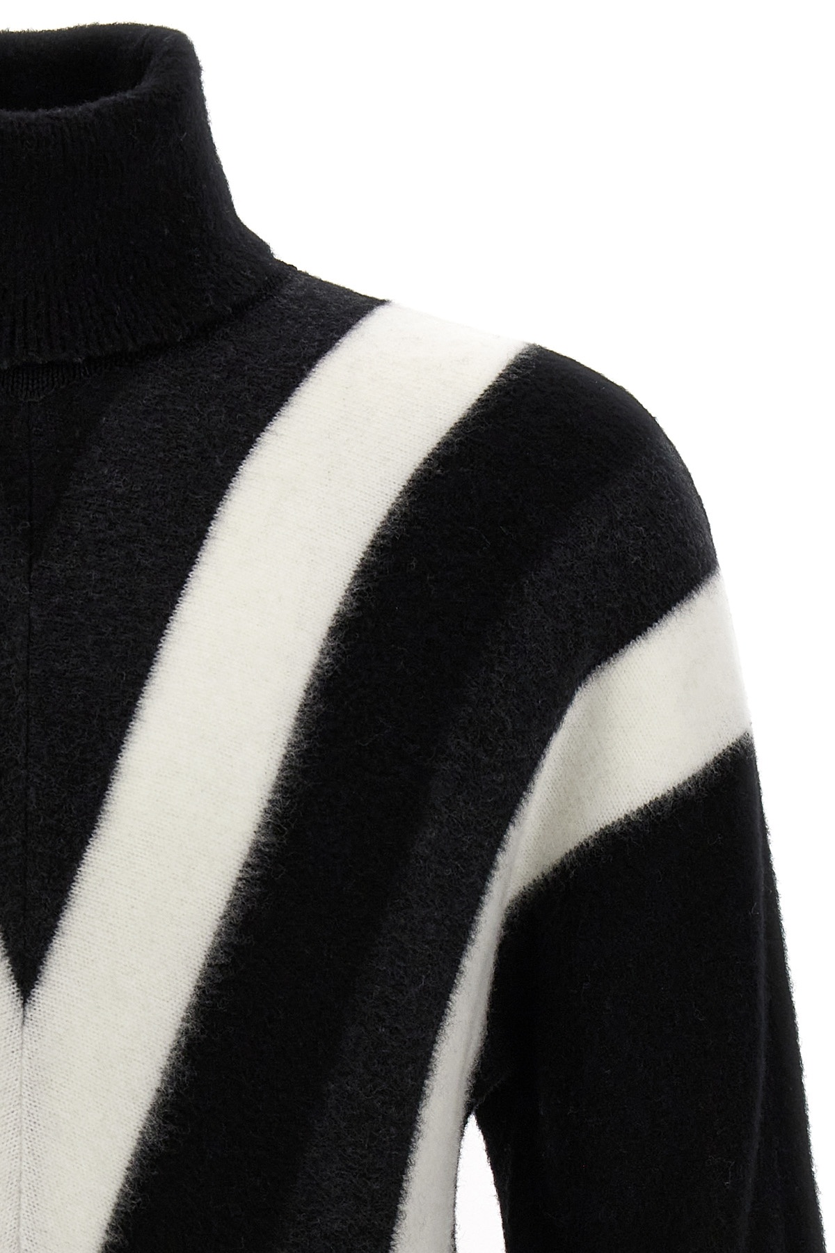 Saint Laurent Turtleneck Geometric Pattern Sweater In Black