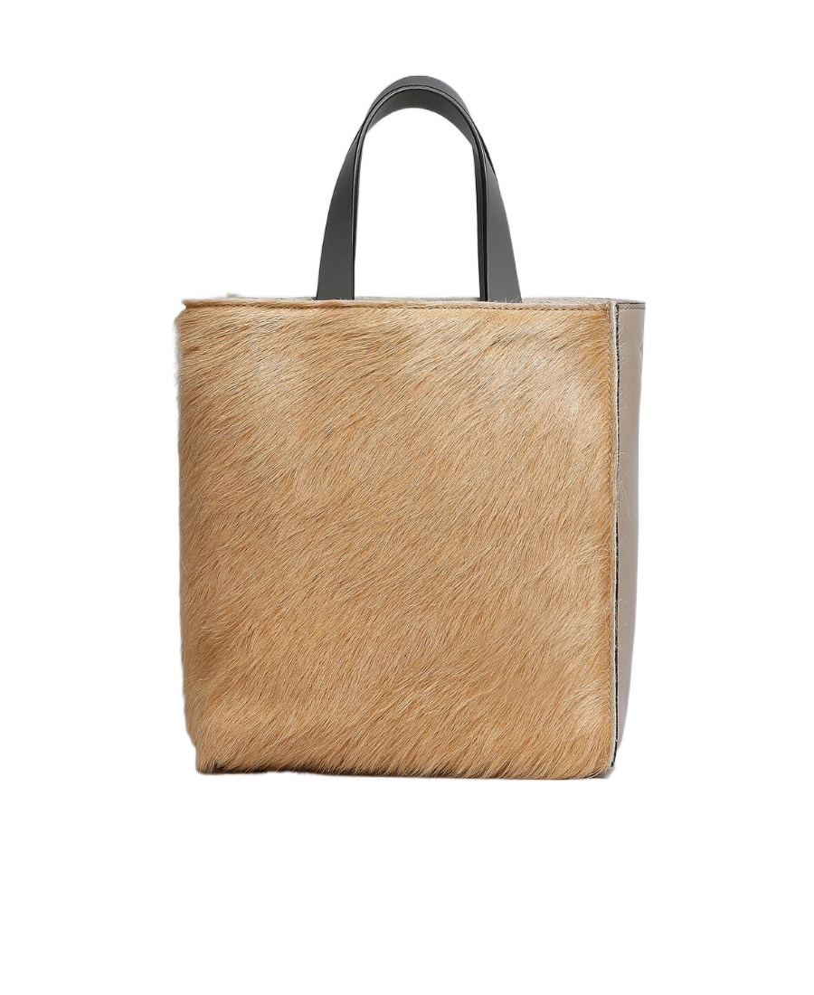 Marni Museo Colour-block Leather Tote Bag In Nude