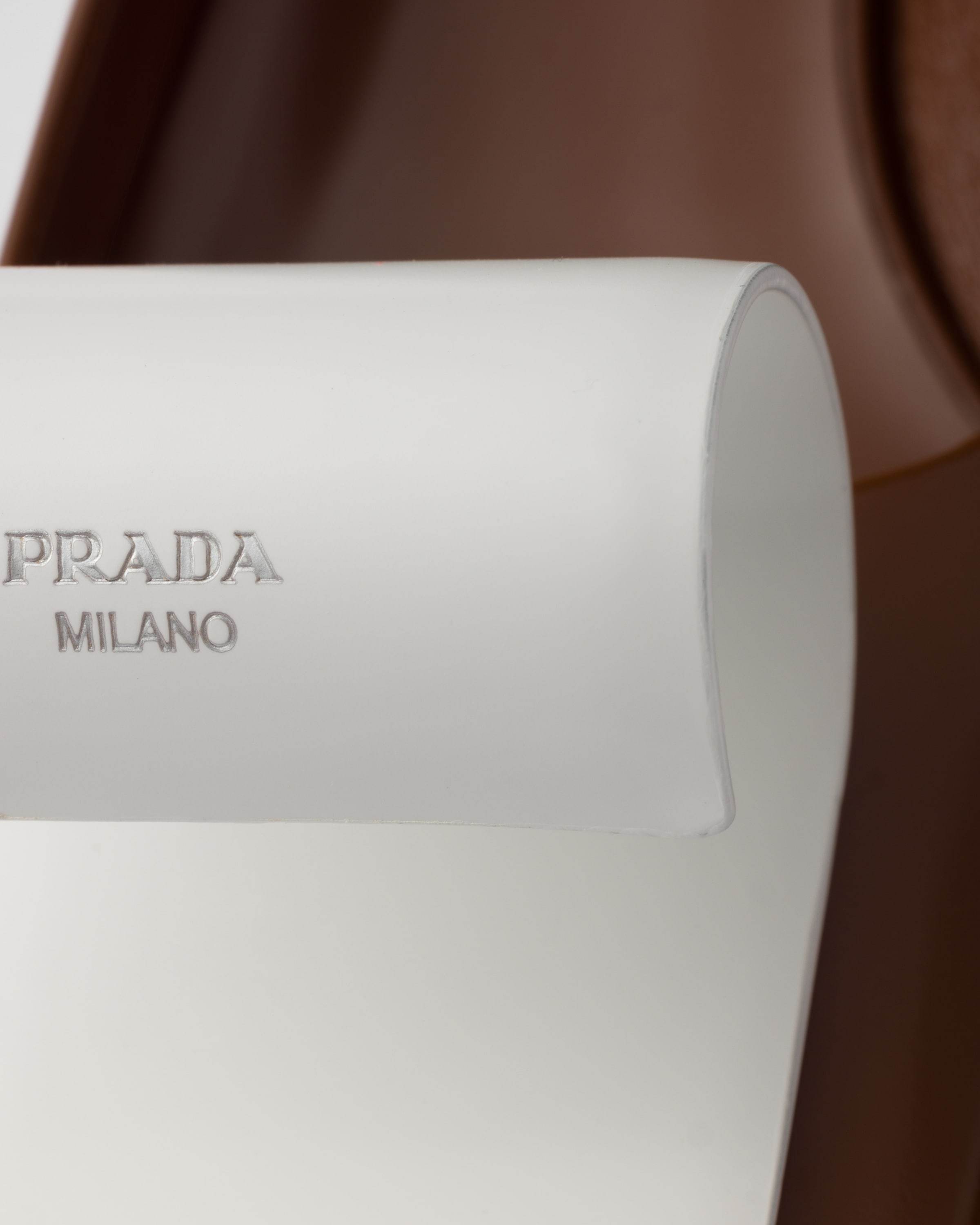 Prada Scarpe Con Tacco In Pelle Bicolor  Donna In Tobacco Color/white