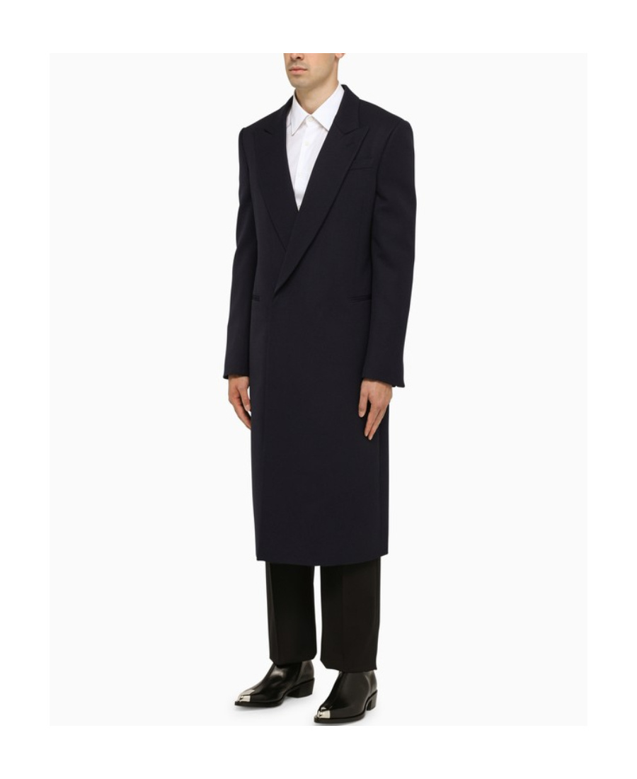 Alexander Mcqueen Single-breasted V-neck Coat In Black