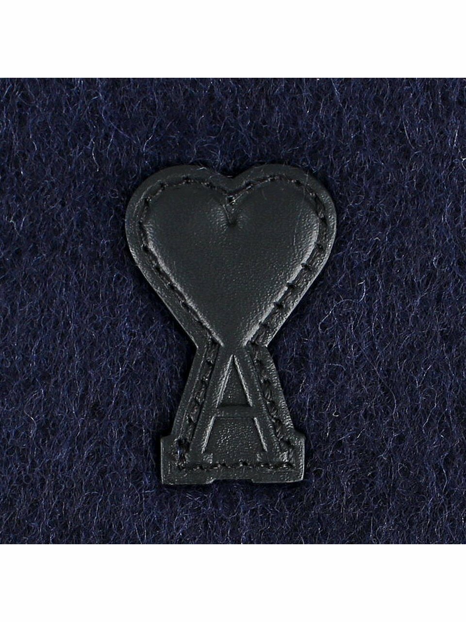Ami Alexandre Mattiussi Heart Logo Patch Wool Scarf Navy In Black