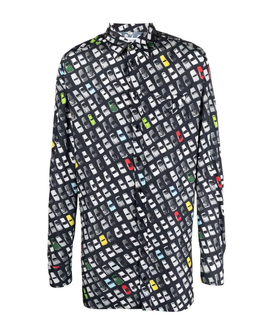 Bottega Veneta Graphic-print Long-sleeve Shirt In Black