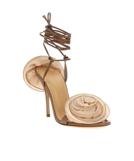 Magda Butrym 'sandals Ankle Wrap Floral Embellishment' In Beige