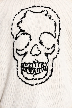 Zadig & Voltaire Skull-embroidered Distressed Sweater In White
