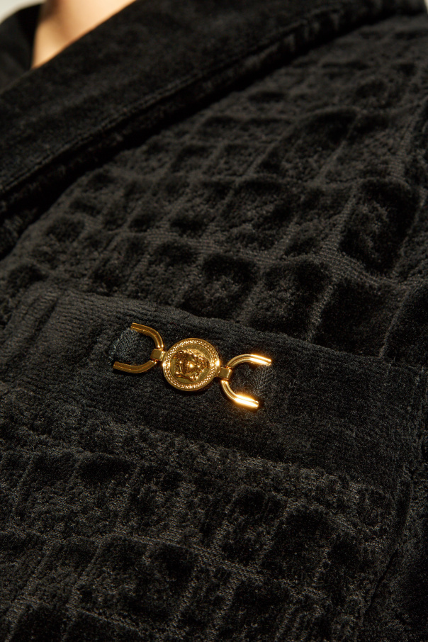 Versace Home Long-sleeved Bathrobe In Black