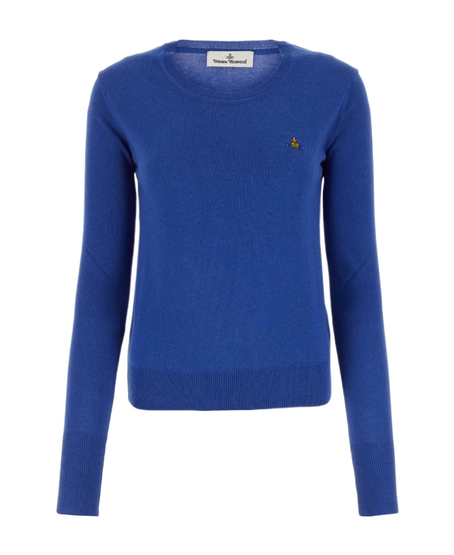 Vivienne Westwood Orb-embroidered Cotton-cashmere Jumper In Blue