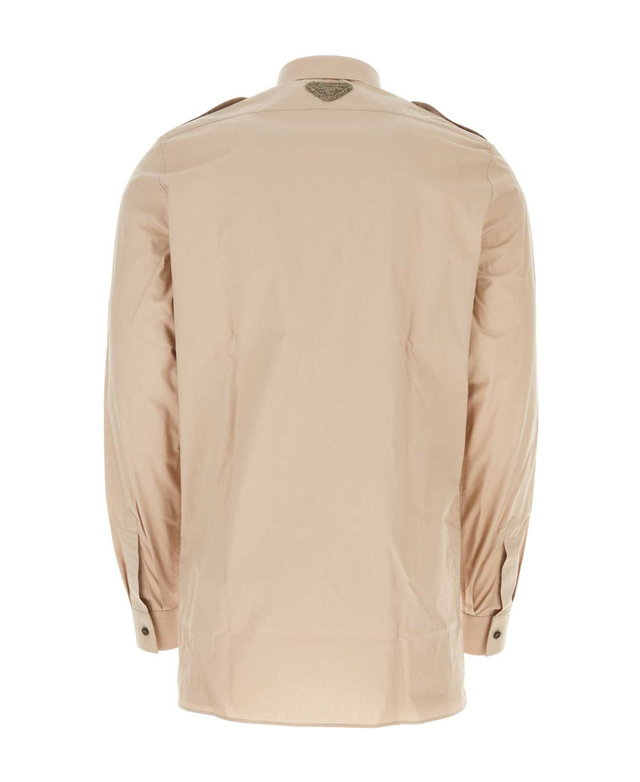 Prada Long-sleeve Cotton Shirt In Nude