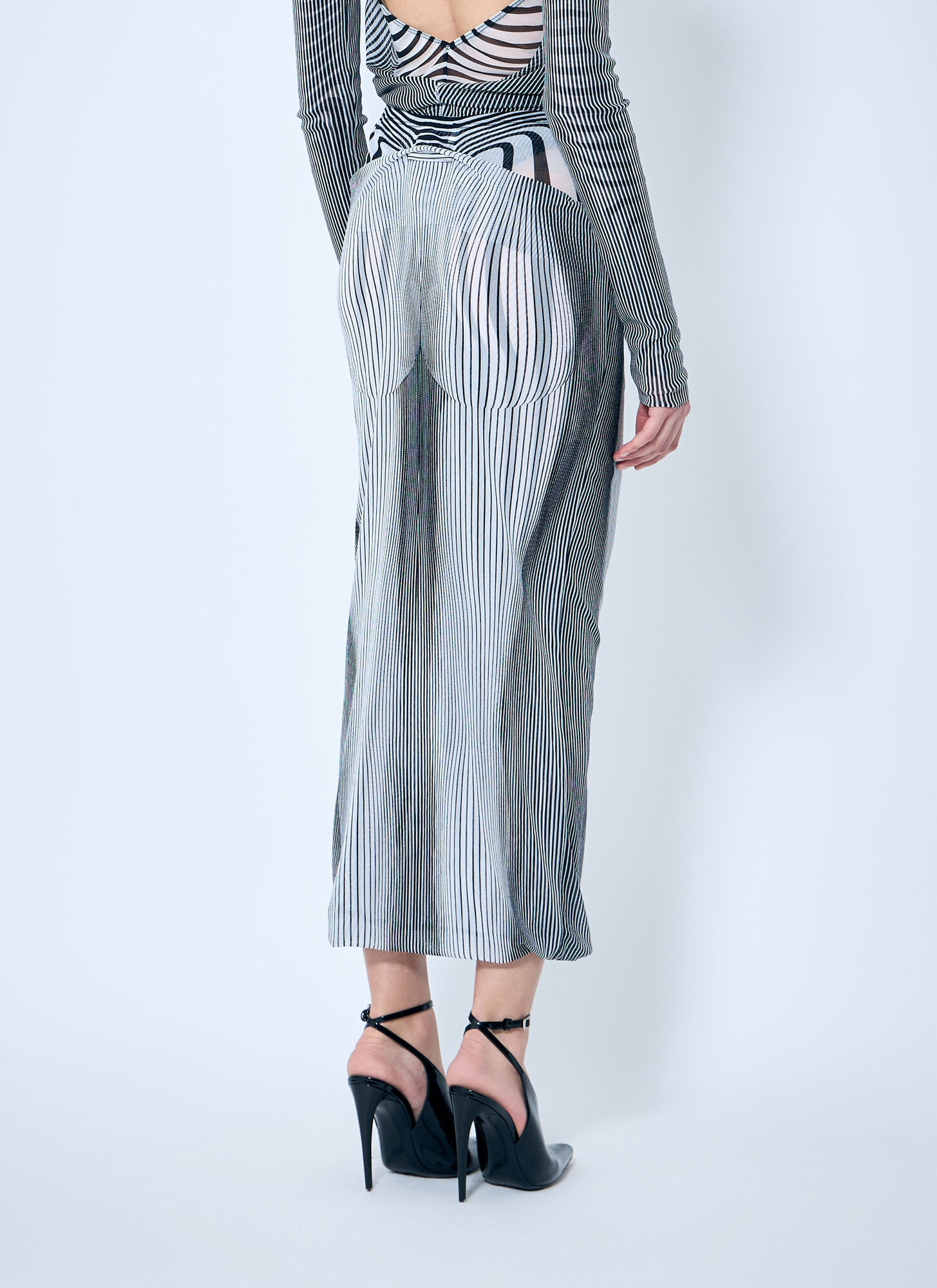 Jean Paul Gaultier The Draped Body Morphing Maxi Skirt In Gray