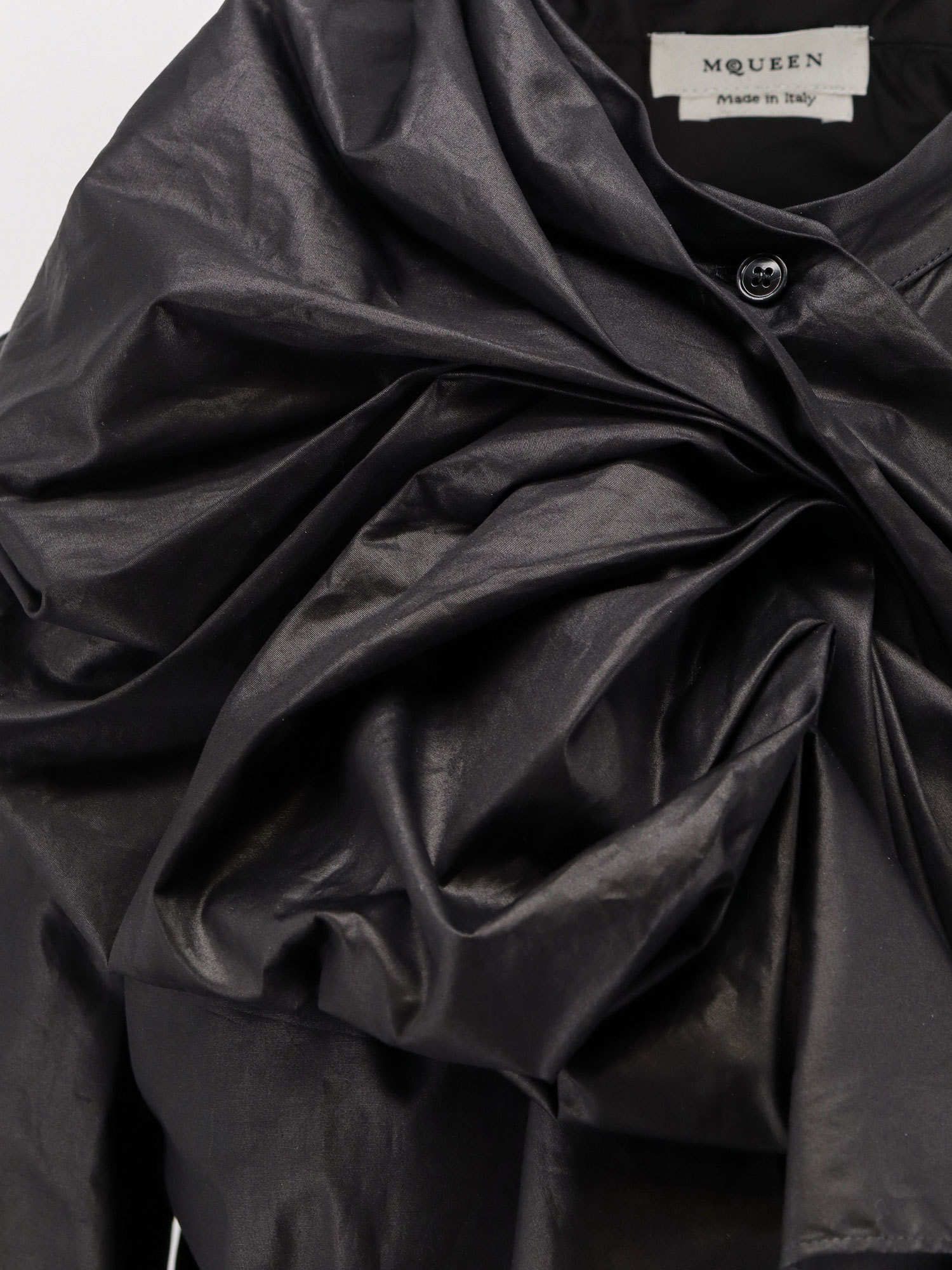 Alexander Mcqueen Cotton Shirt Featuring Bow Detail And Ruffles In Black