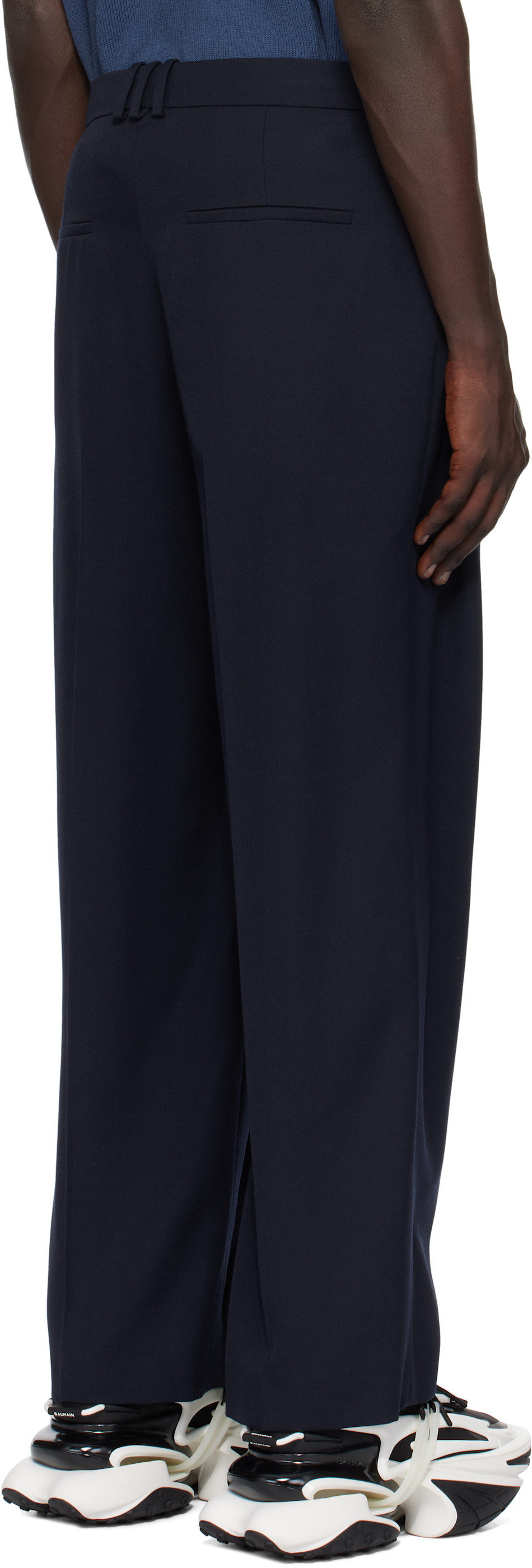 Shop Balmain Pleated Casual Pants In Black