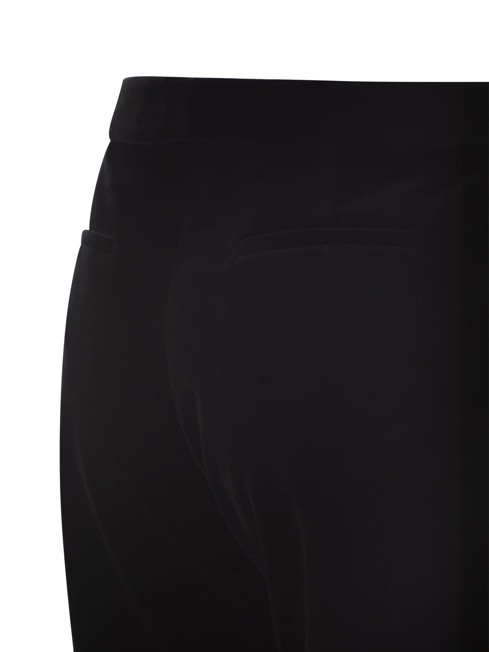 Fabiana Filippi Velvet-textured Regular Fit Trousers With Side Pockets In Black