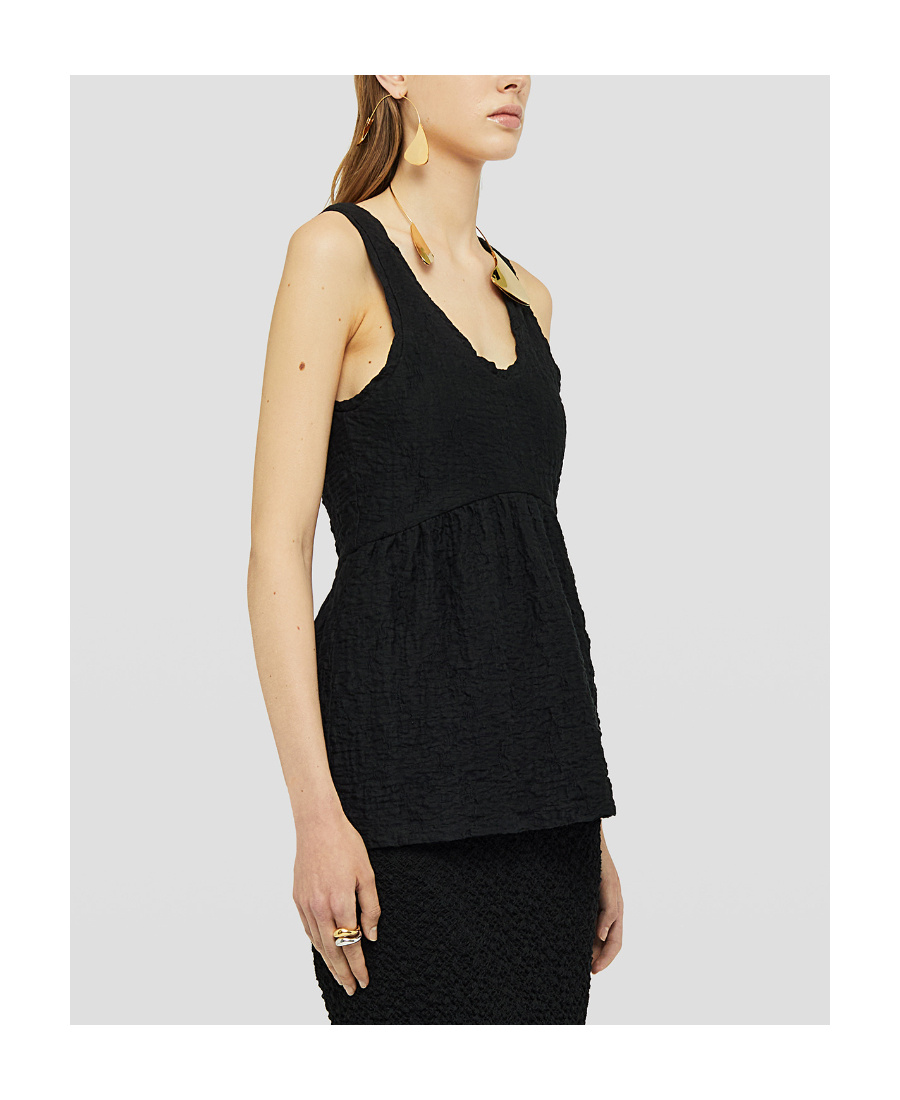 Jil Sander Crinkled Flared Top In Black