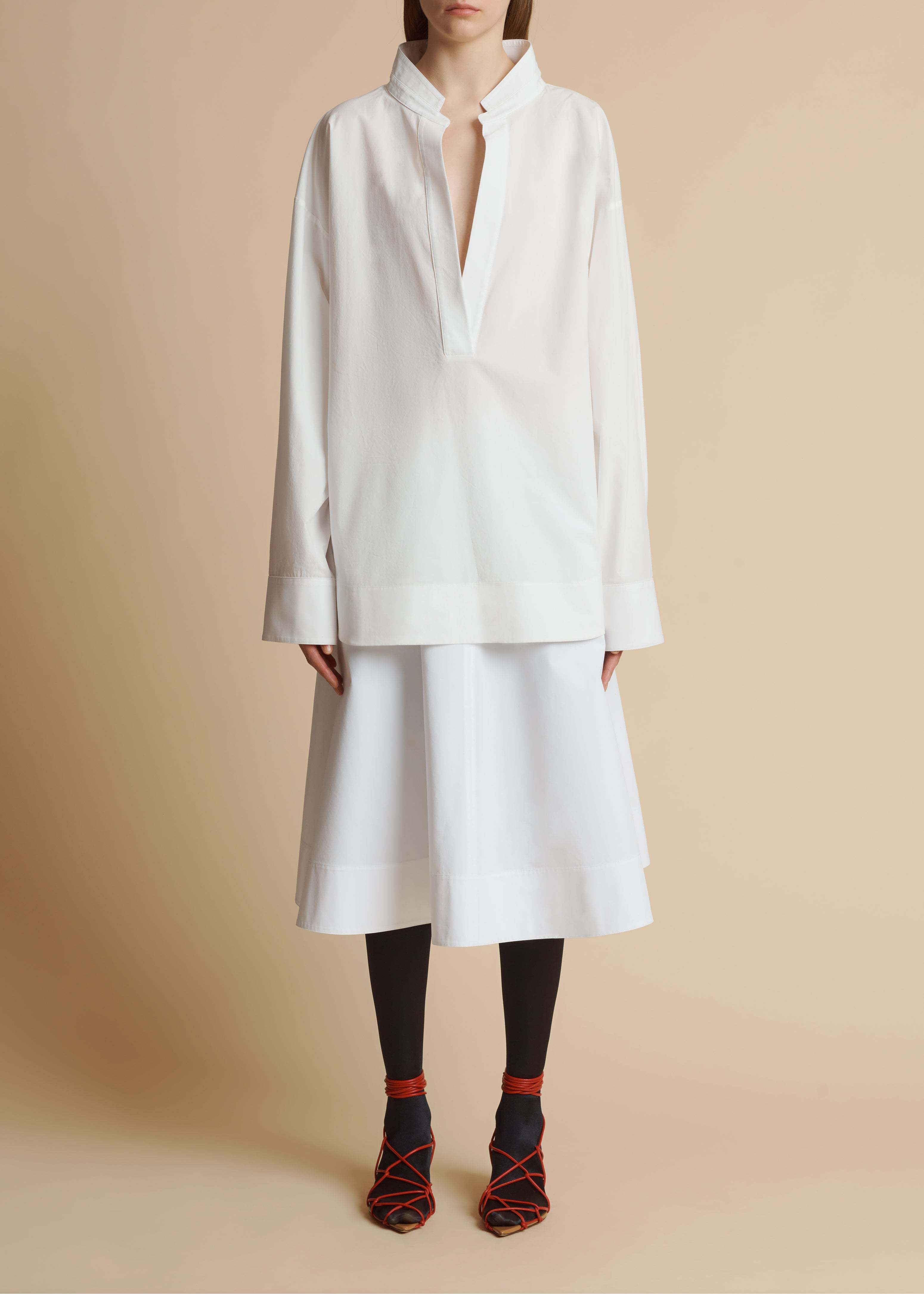 Khaite A-line Poplin Skirt In White