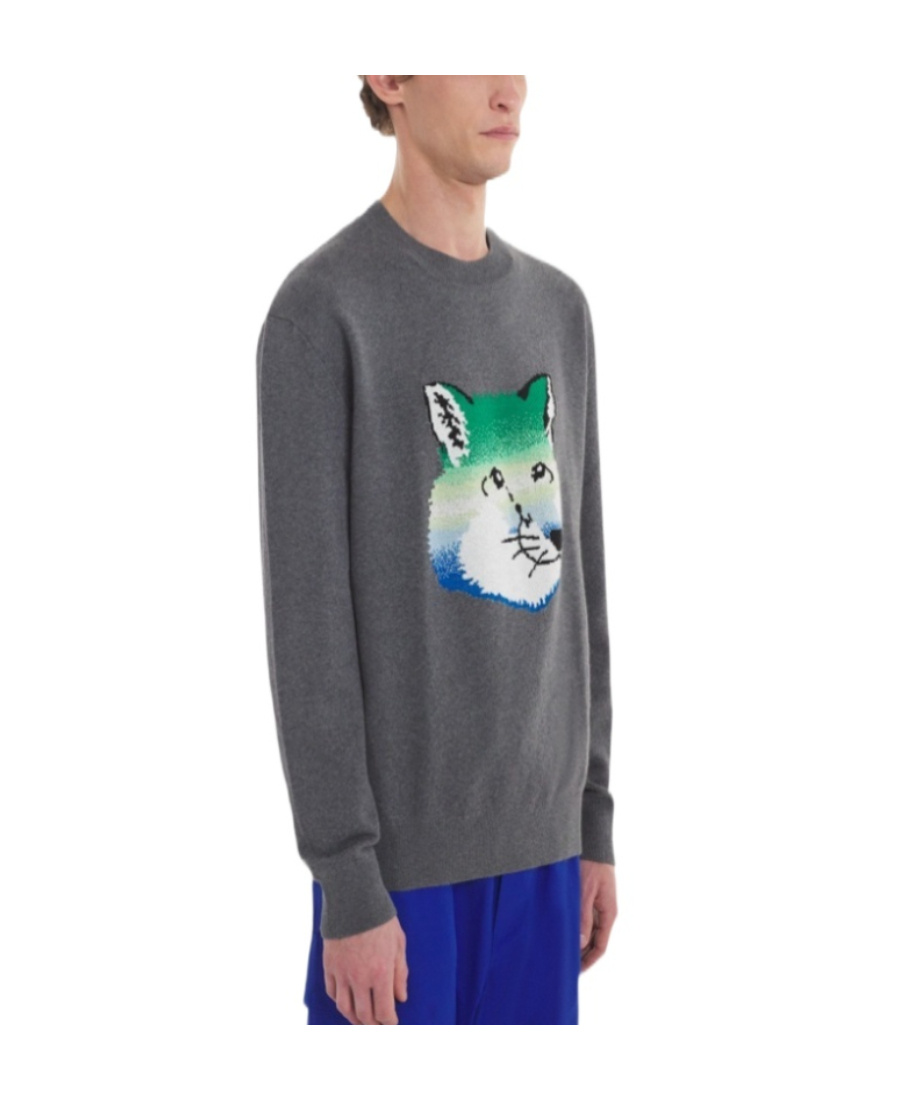 Shop Maison Kitsuné Vibrant Fox Head Intarsia Pullover In Black