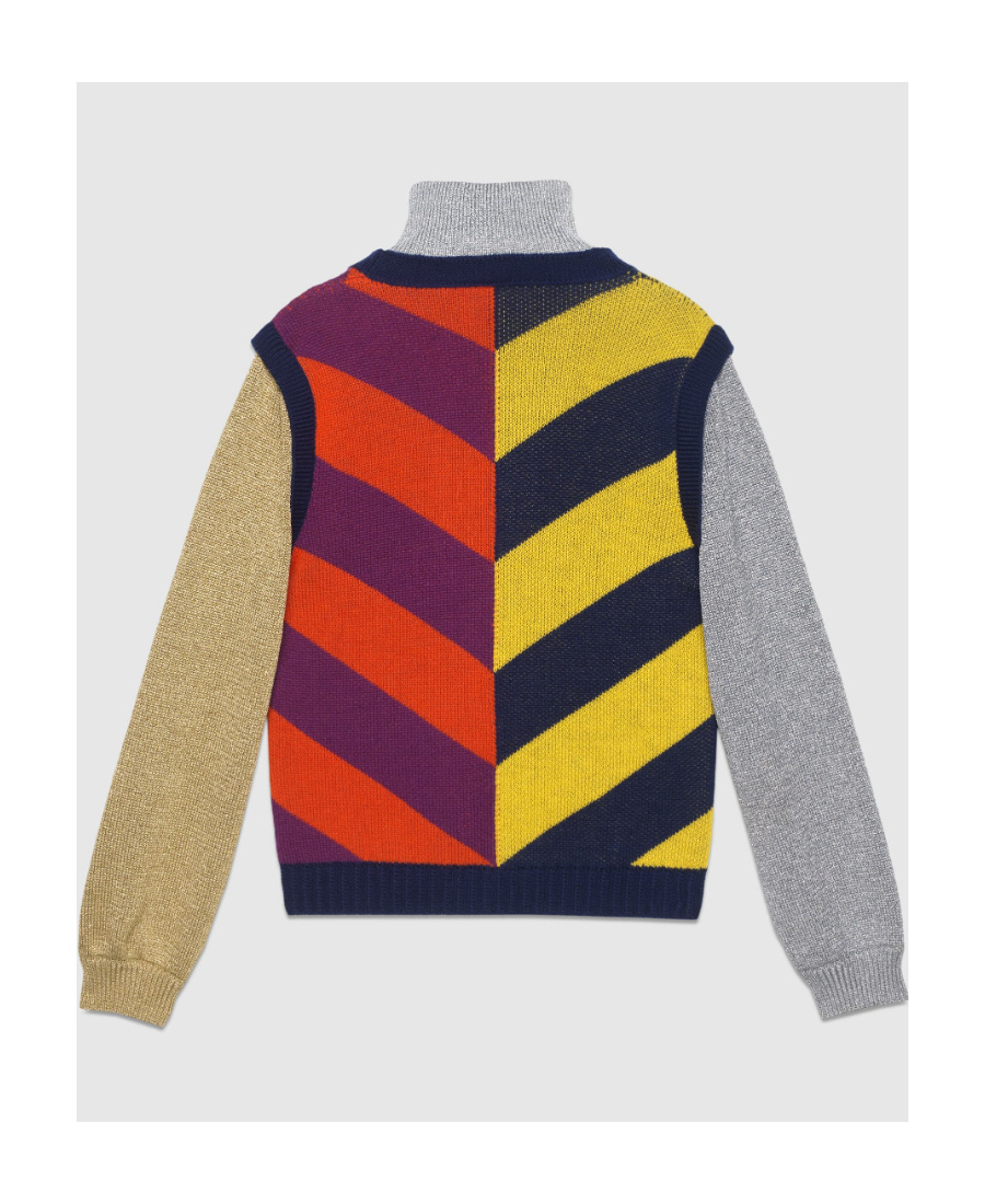 Gucci Colour-block Striped-jacquard Jumper In Multicolor