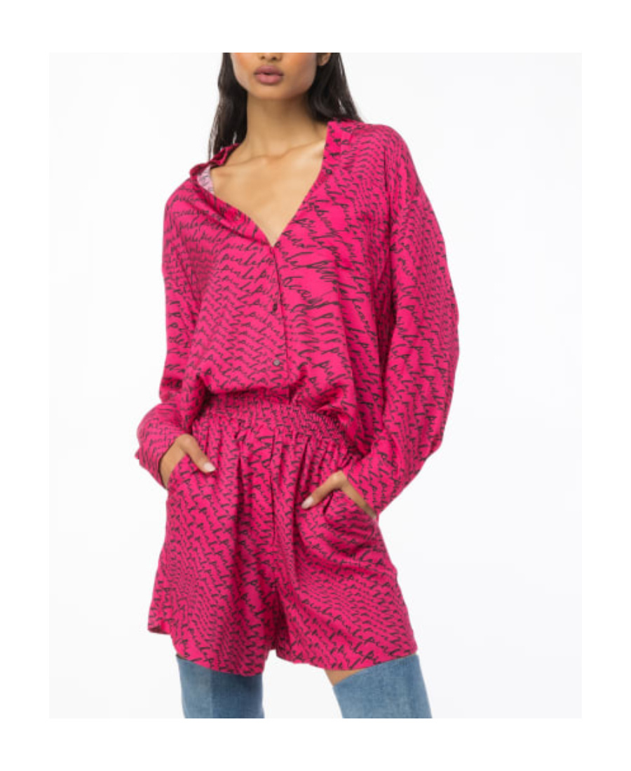 PINKO LOGO-PRINT LONG-SLEEVE SHIRT