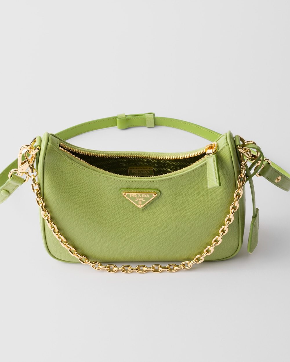 Prada Mini Saffiano Leather Re-edition Shoulder Bag In Green