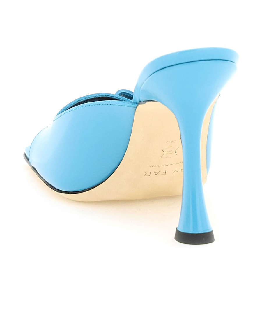 By Far Olivia Patent Leather Square Toe Sandal In Blue
