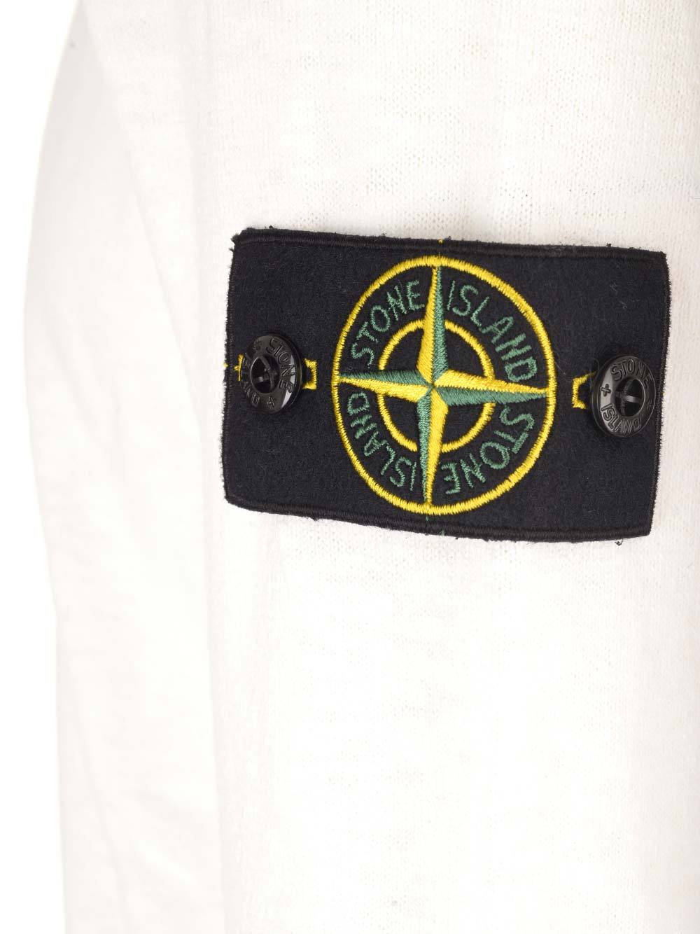 Stone Island Wool Blend Sweatshirt With Iconic Logo Patch And Timeless Design In White