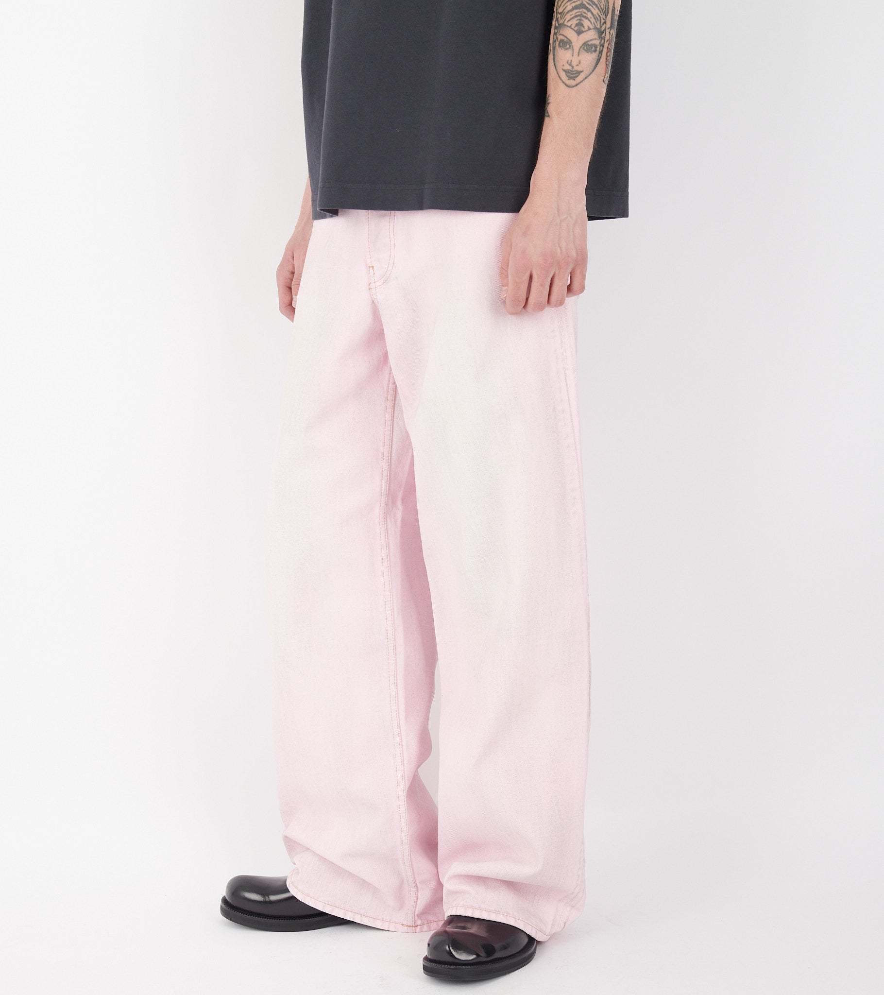 Acne Studios Denim Trousers With Belt Loops In Pink