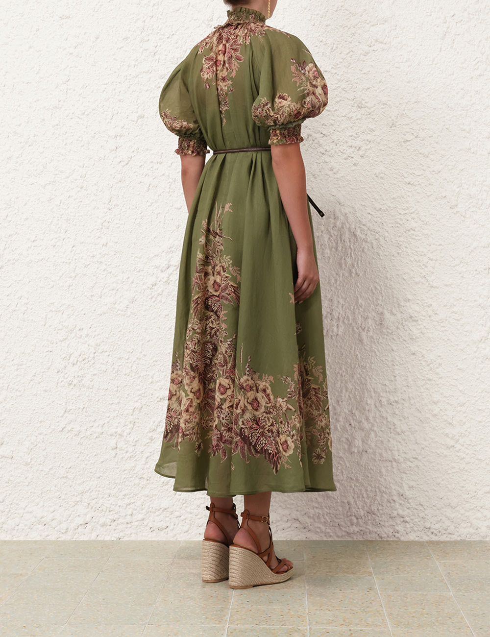 Shop Zimmermann Floral Pattern Dress In Green