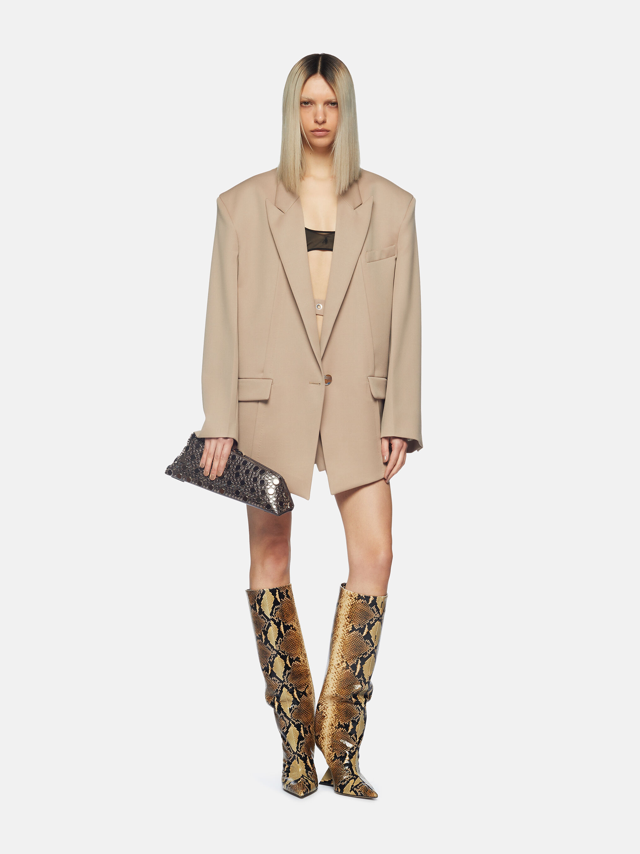Attico Glen Oversized Single-breasted Blazer In Nude