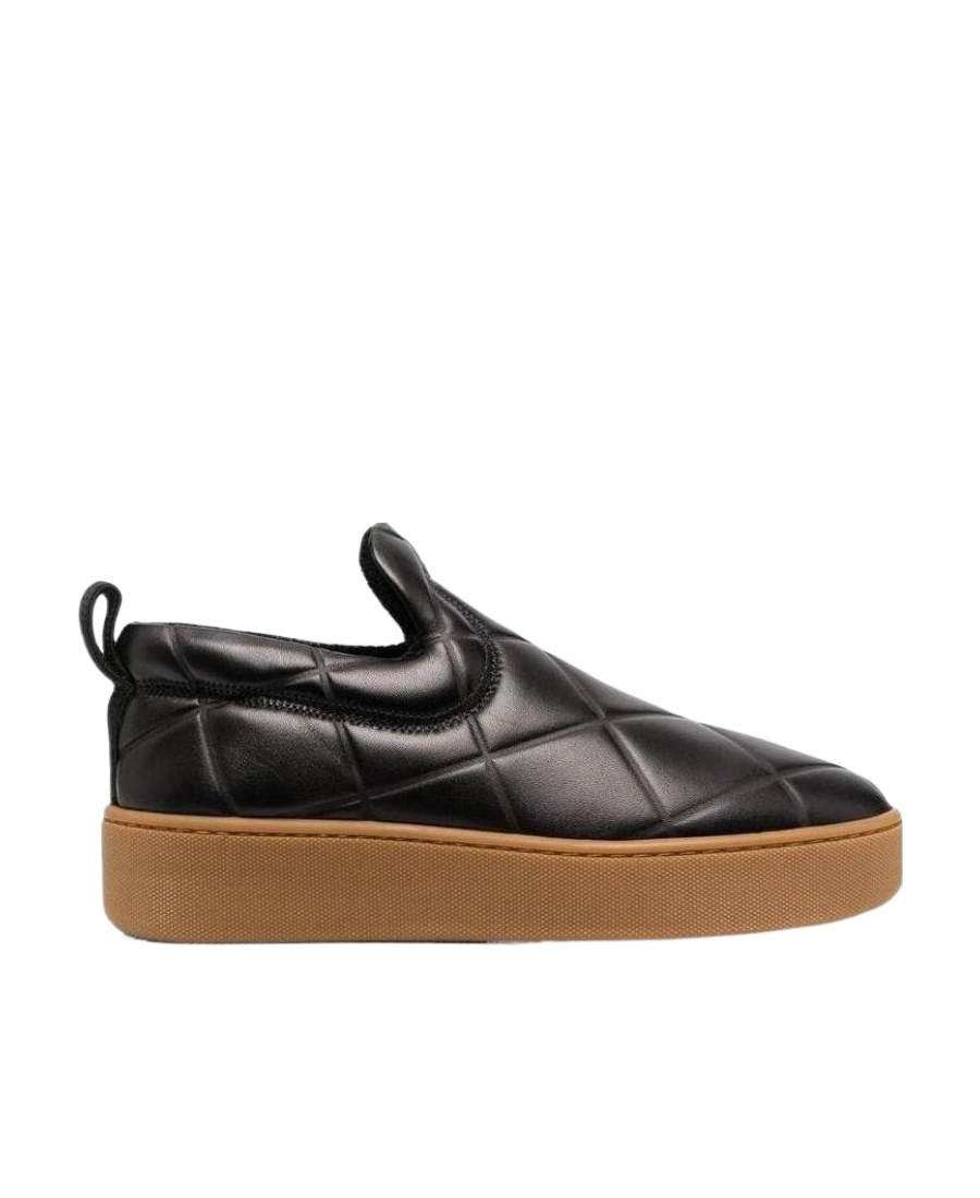 Bottega Veneta Leather Slip-on Sneakers In Black