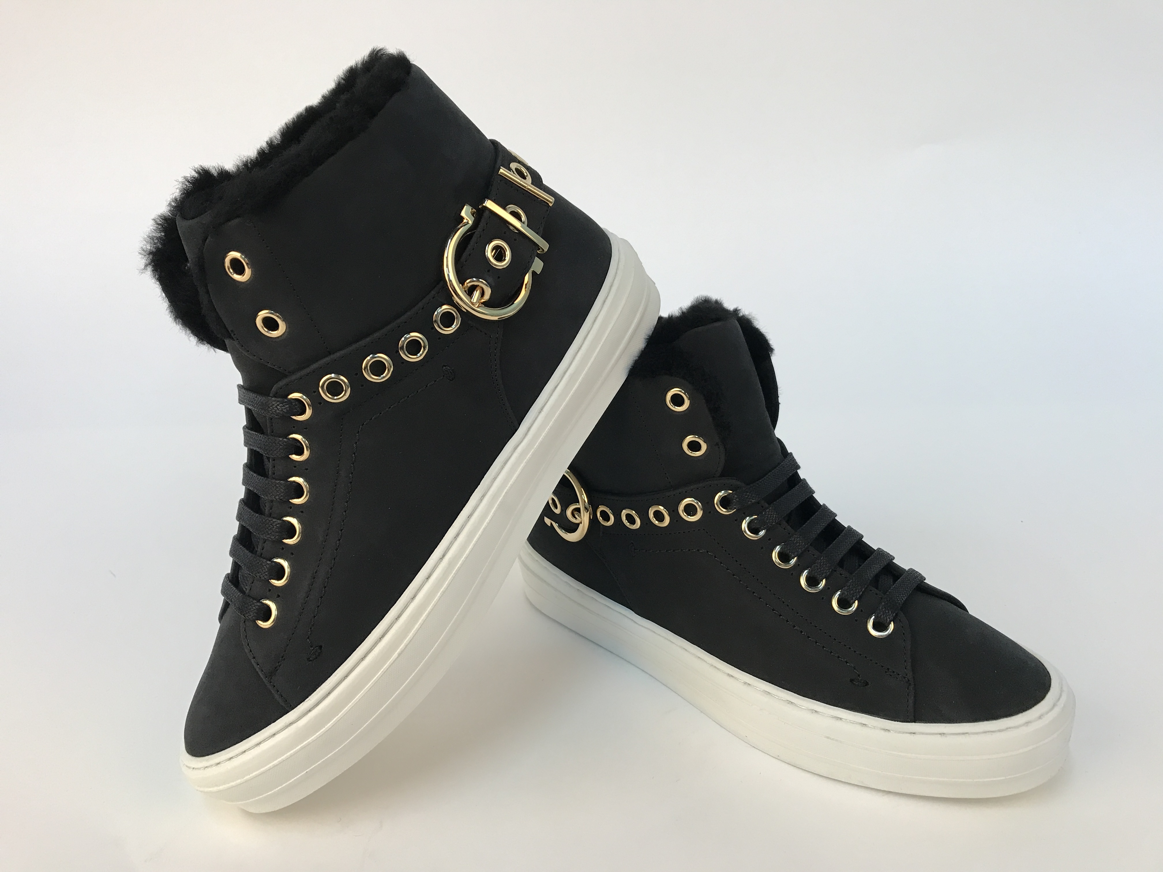 Ferragamo High-top Leisure Sneakers In Black