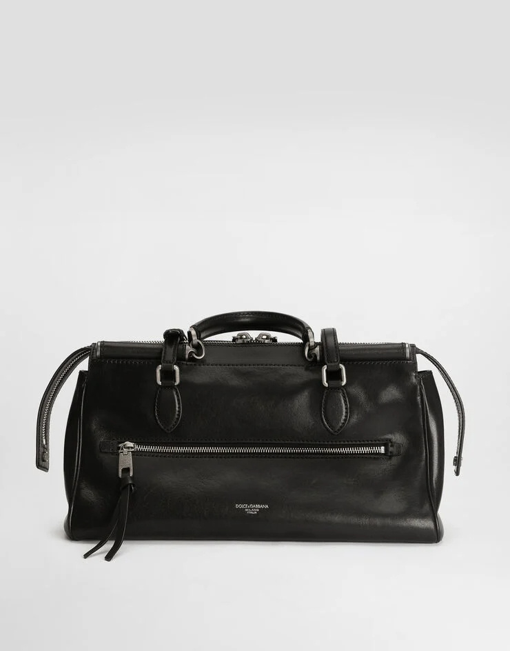 Dolce & Gabbana Vittoria Calfskin Leather Bag In Black