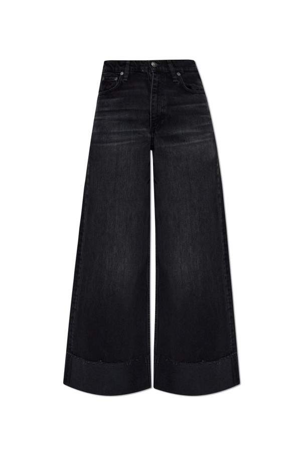 Rag & Bone Black Sofie Ankle Wide Leg Jeans In Black