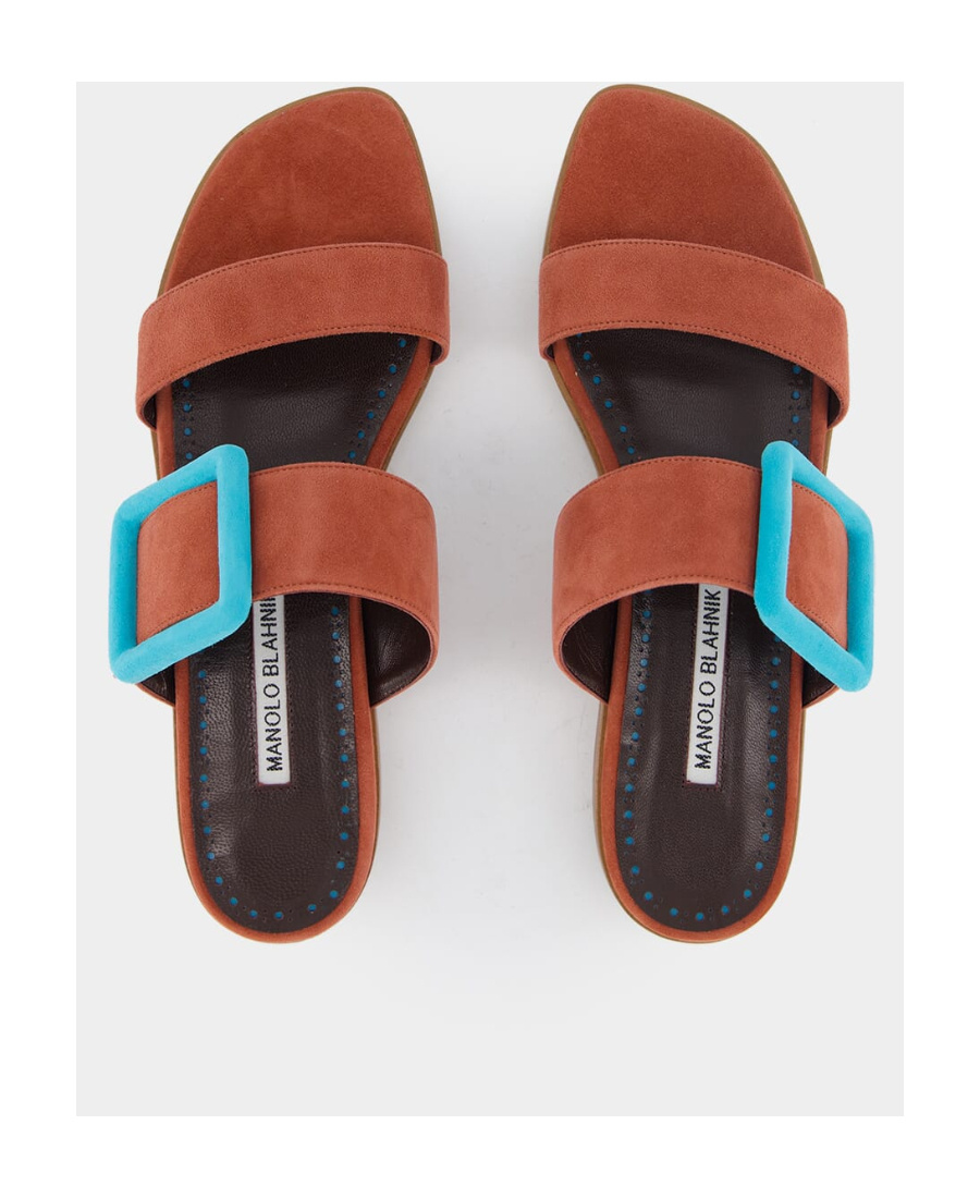 Manolo Blahnik Buckle-detailed Open Toe Sandals In Blue