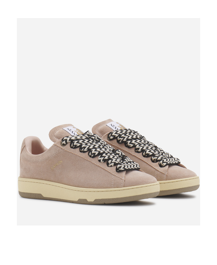 Lanvin Lite Curb Suede Sneakers In Nude