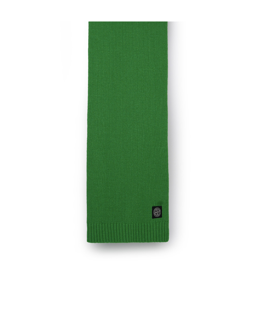 Stone Island Logo Details Scarf In Green