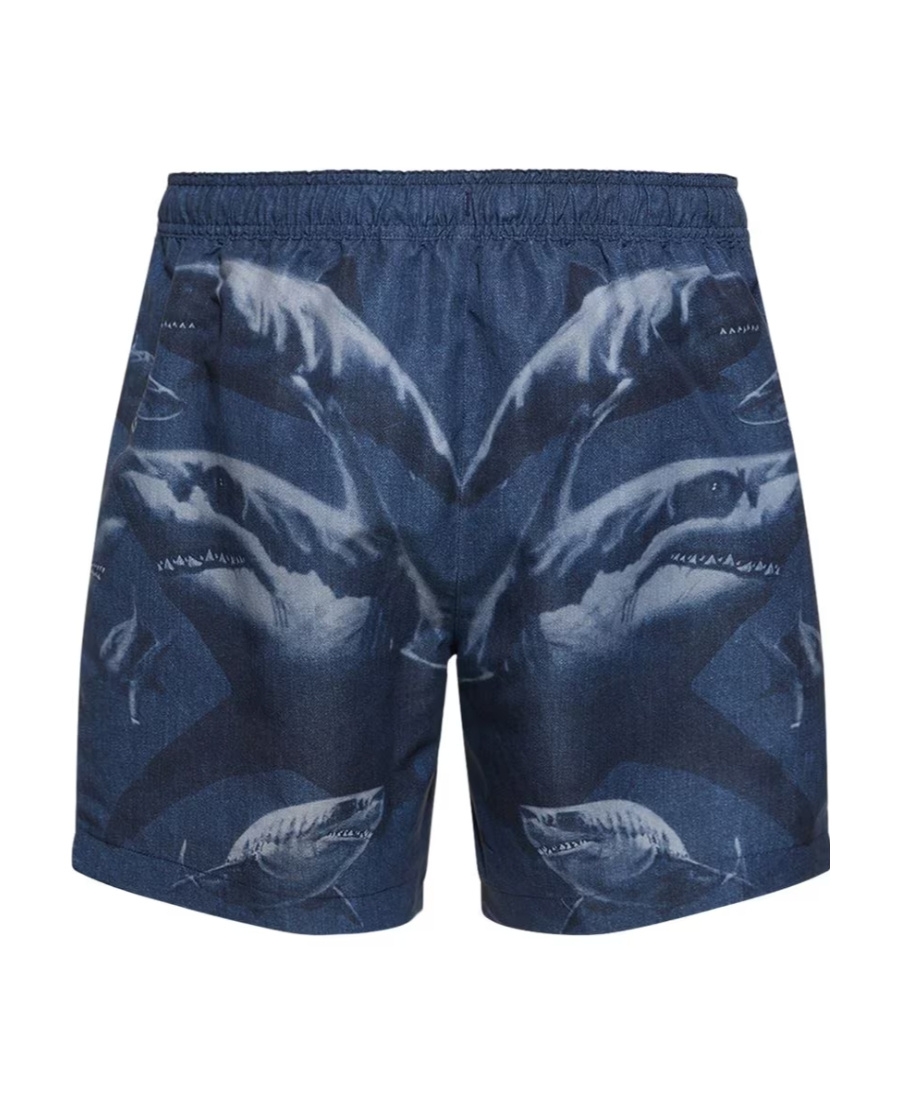 Burberry Martin Logo Beach Shorts In Blue