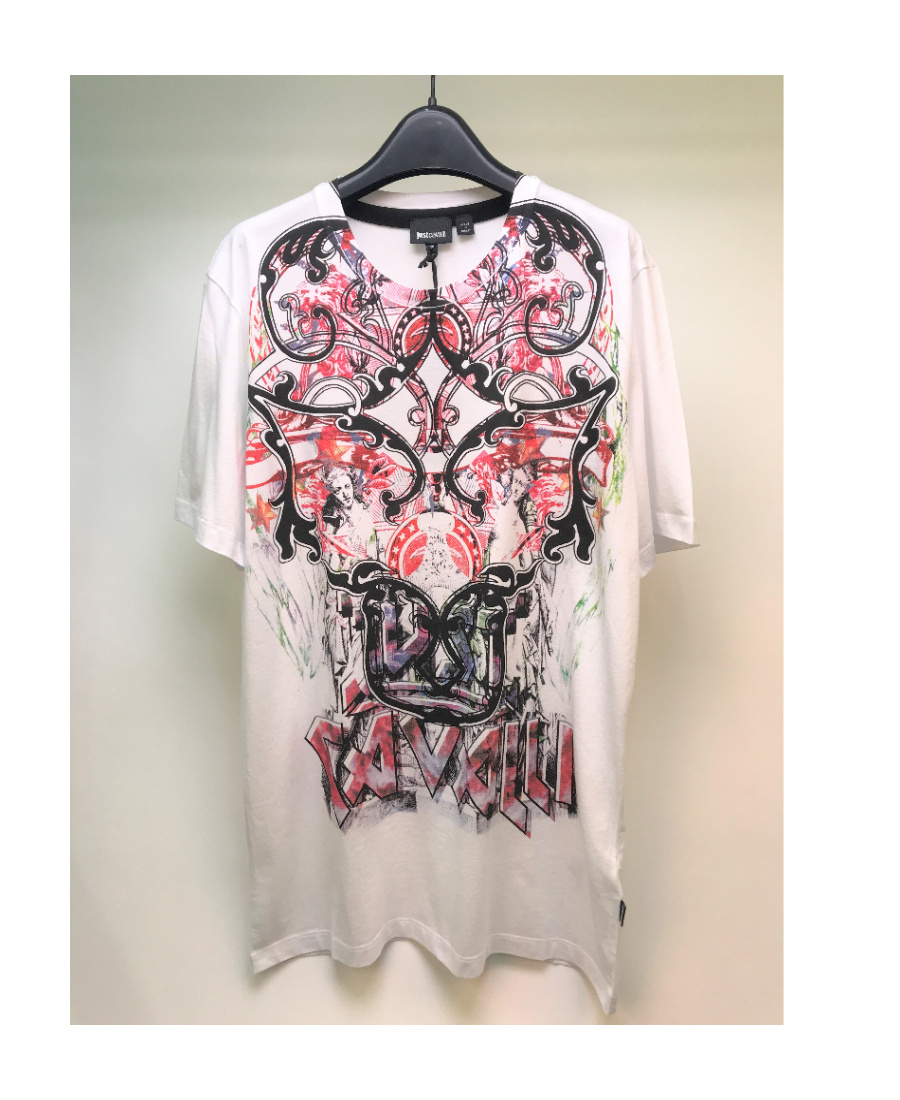 Just Cavalli T-shirt With Round Neck And Short Sleeves In Multicolor