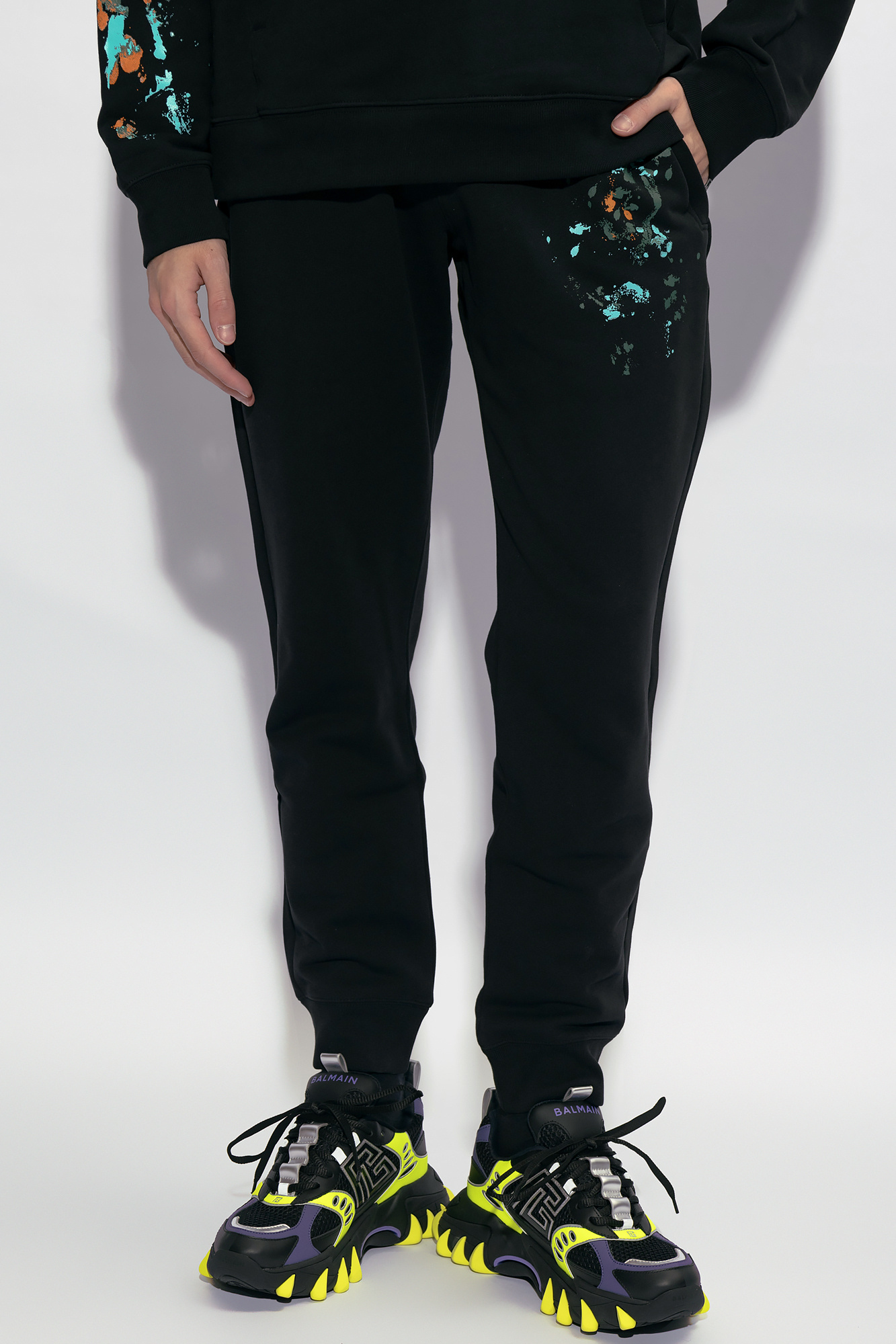 Moschino Logo Print Joggers With Elastic Waistband In Black