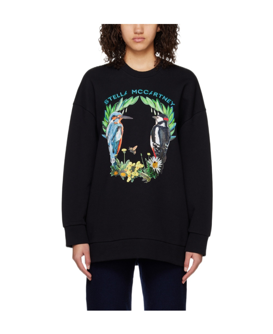 Stella Mccartney Round Collar Long Sleeve Sweater In Black