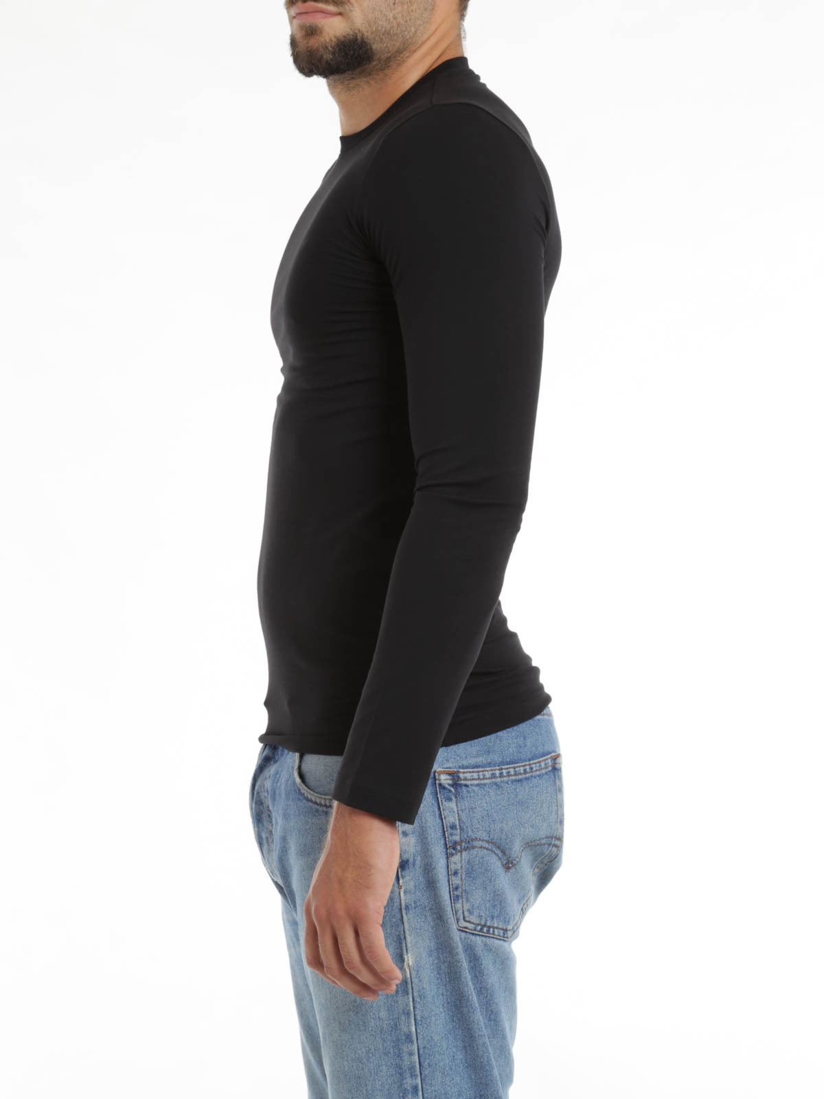 ARMANI JEANS ROUND COLLAR AND LONG-SLEEVED T-SHIRT