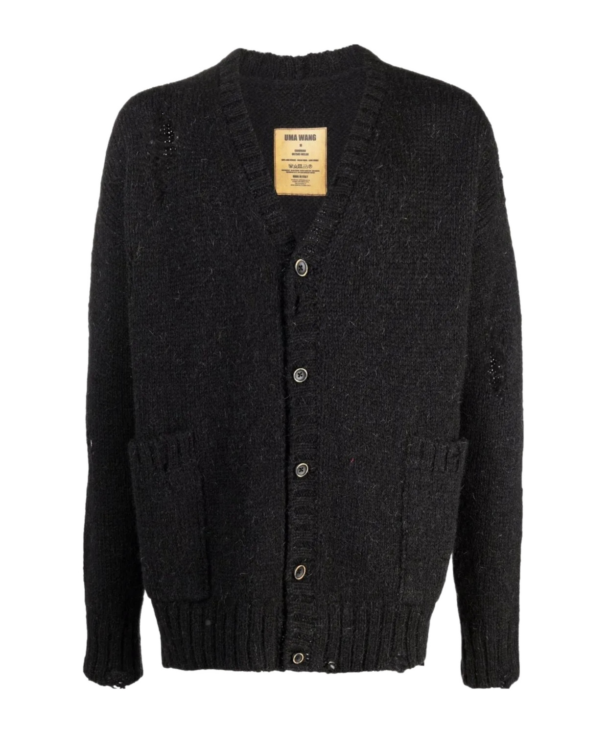 Uma Wang Long-sleeved Knitted Cardigan In Black