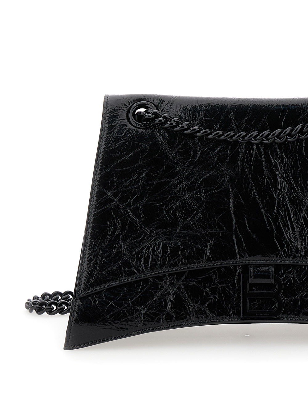 Balenciaga Black Medium Crush Black Crossbody Bag In Black