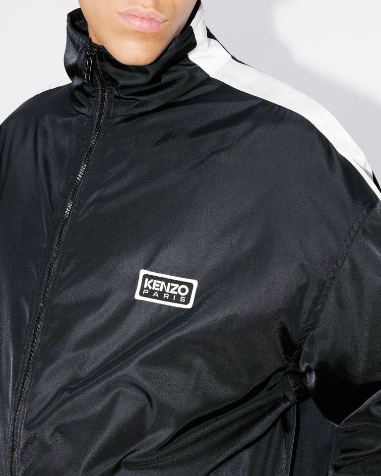 Kenzo Long-sleeved Casual Jacket With Standing Collar In Black