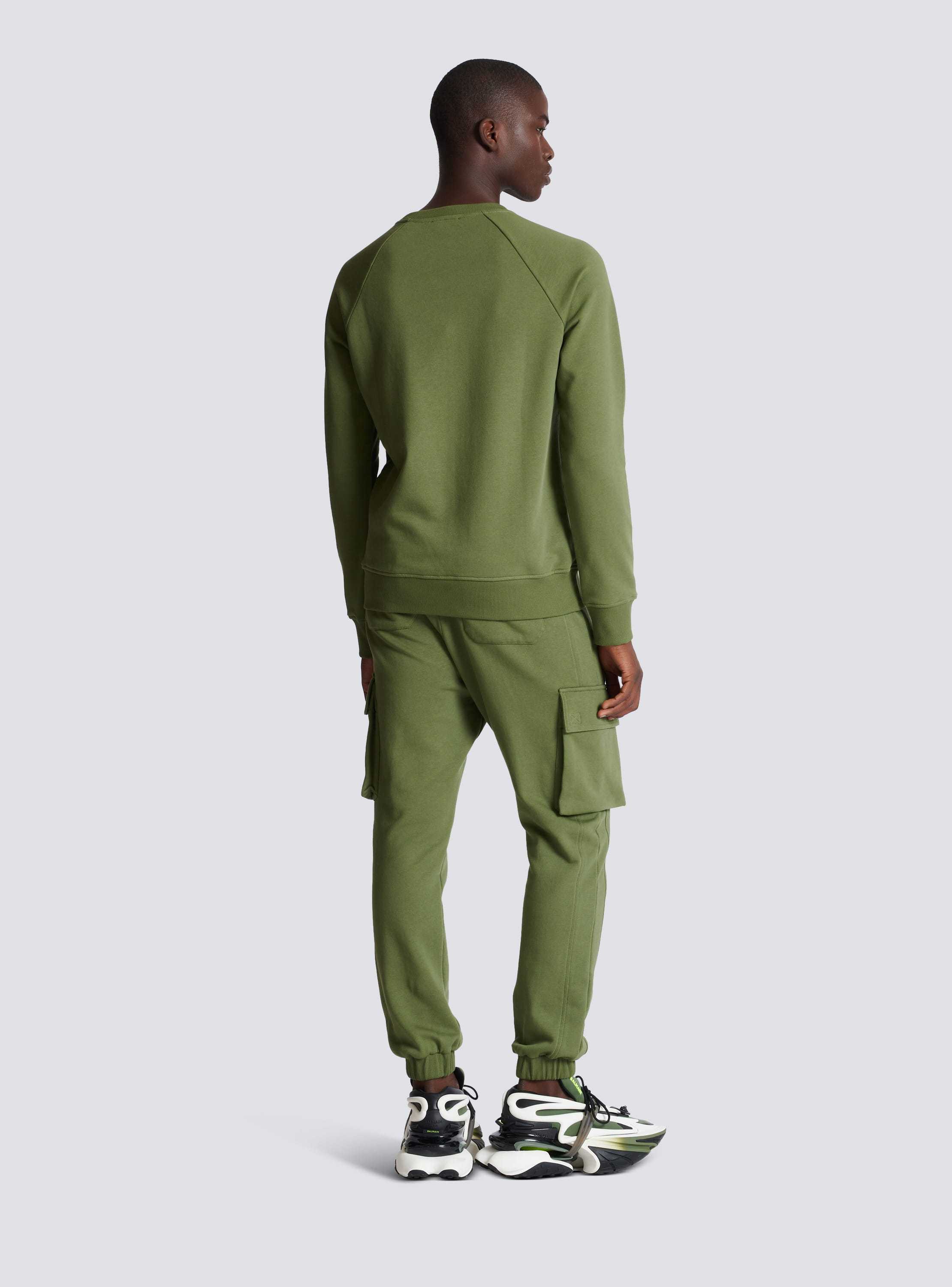 Shop Balmain Long-sleeved Sweater In Green