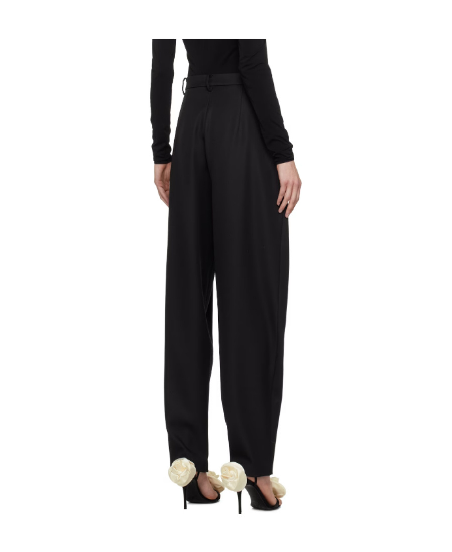 Shop Magda Butrym Wool Pleated Casual Trousers In Black
