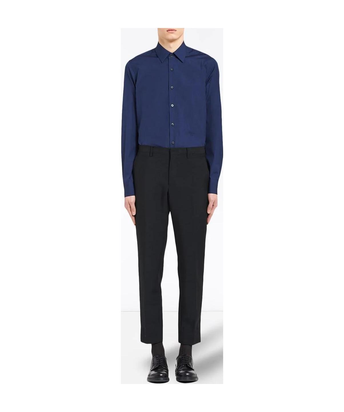 Prada Stretch-cotton Shirt In Blue